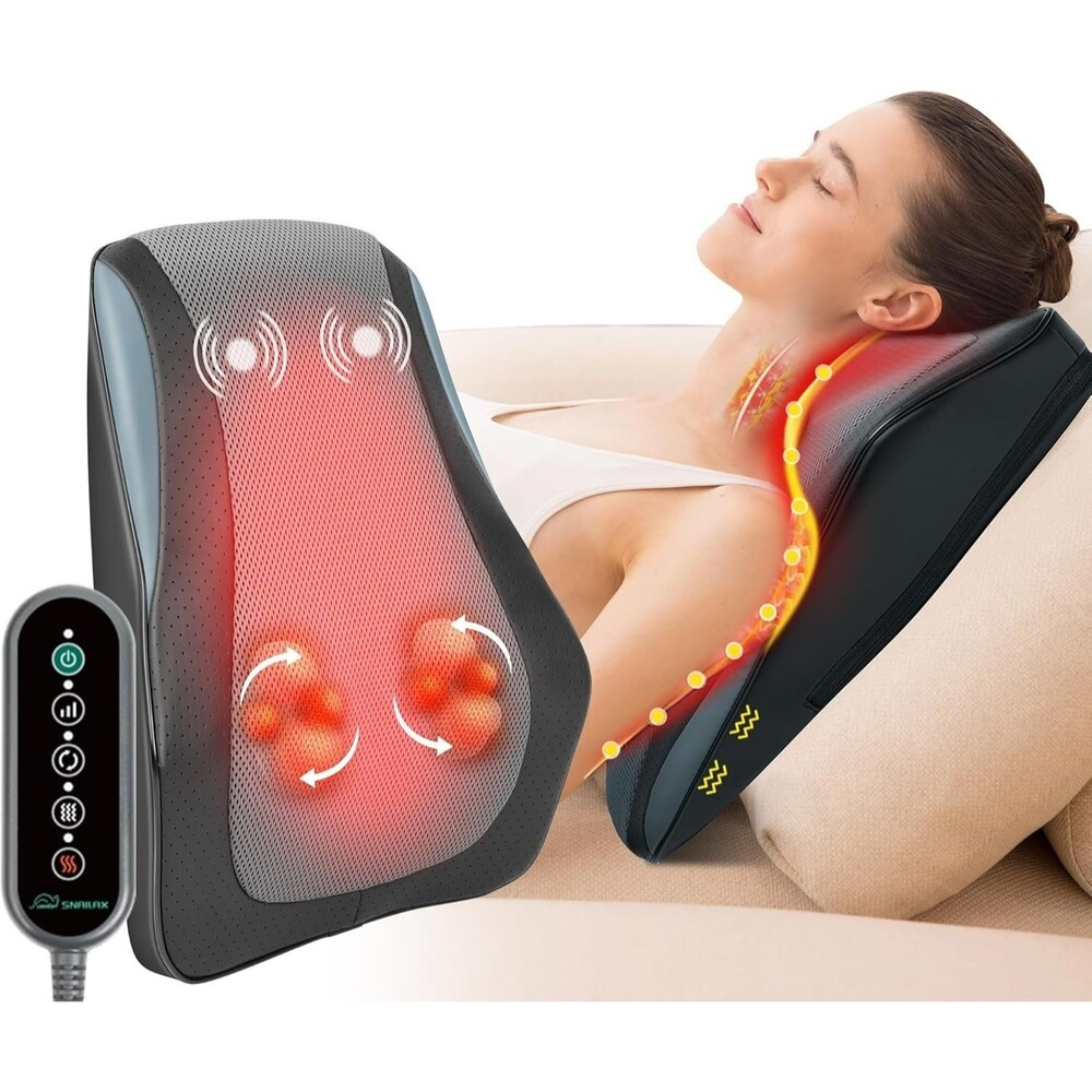 Snailax Back Pain Deep Tissue Massager w/ Heat SL-128B Back Neck Shoulder Pillow